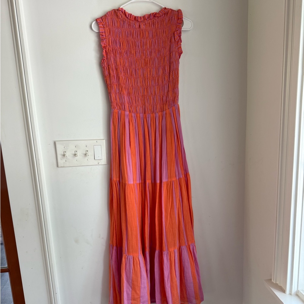 Oliphant Vibrant Orange and Pink Maxi Dress